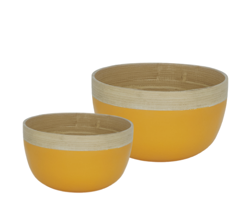Conjunto de Bowls em Bambu Amarelo