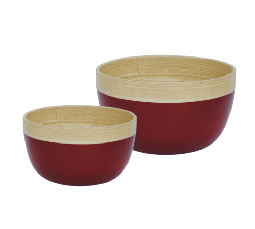 Conjunto de Bowls em Bambu Vermelho